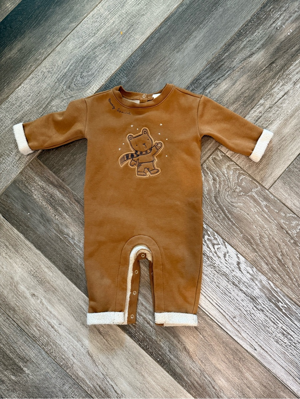 GAP Brown Baby One-Piece Romper with Bear Applique